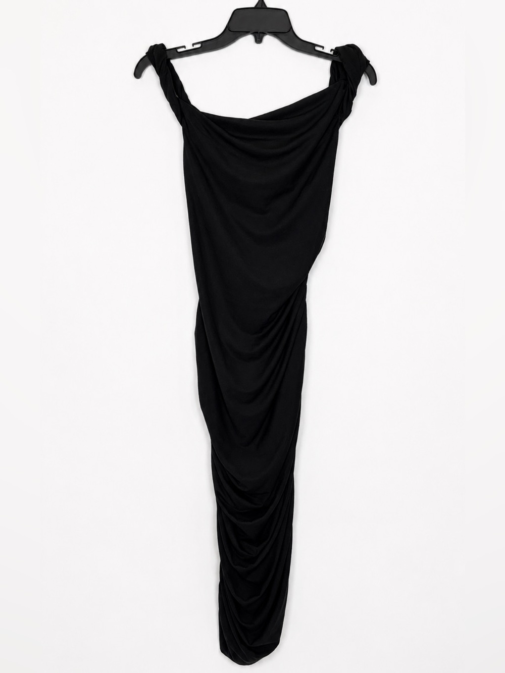 Reformation x Laura Harrier Alycia Black Knit Ruched Off Shoulder Midi Dress M - Picture 8 of 15